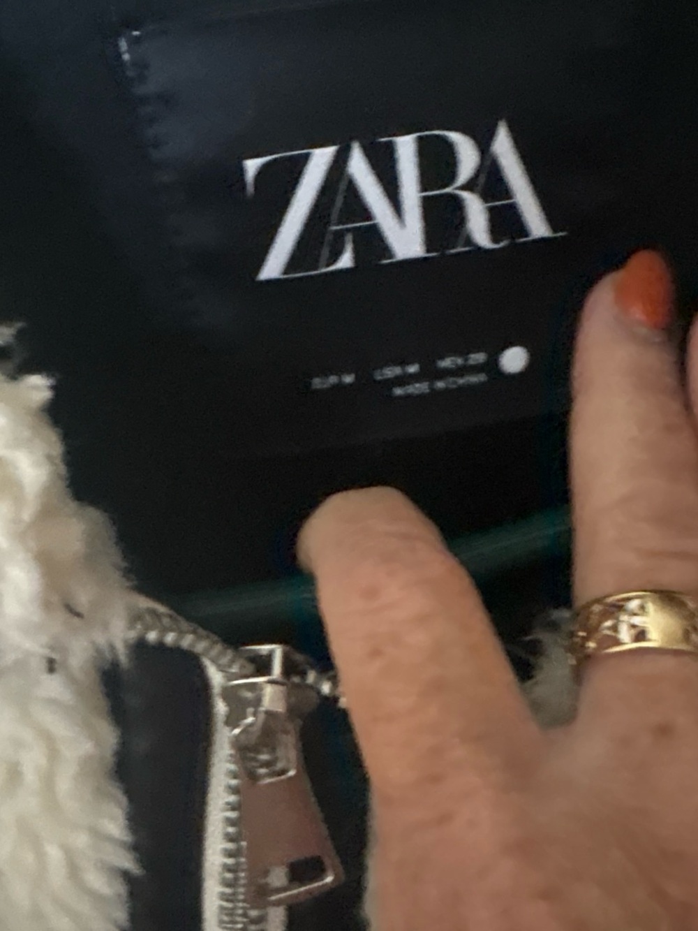 ZARA Black Faux-Shearling Crossbody with Silver Hardware